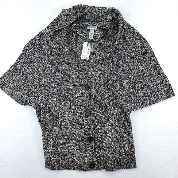 Catherines Size 0X Cable Knit Sweater Gray 001901 14/16w Button NWT - Picture 1 of 5